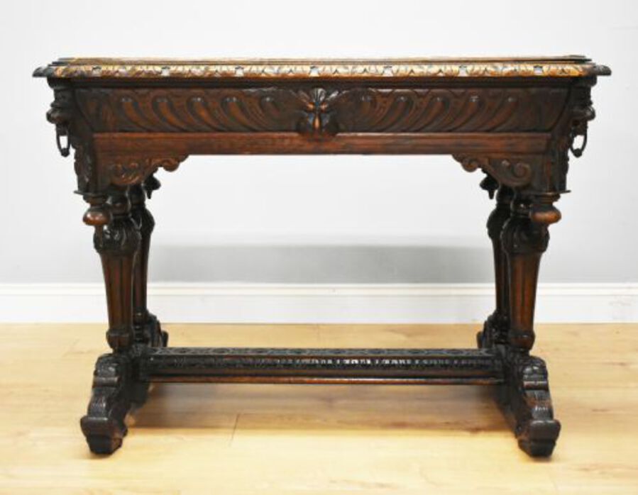 Antique 19th Century Victorian Carved Oak Centre Table