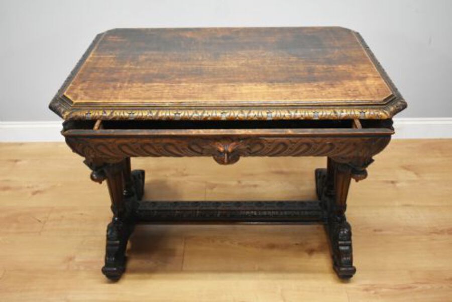 Antique 19th Century Victorian Carved Oak Centre Table