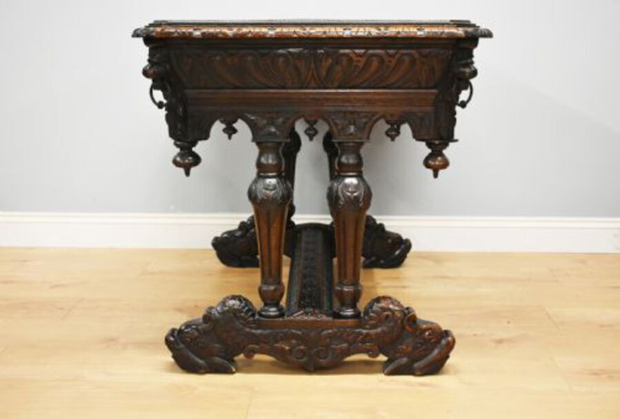 Antique 19th Century Victorian Carved Oak Centre Table