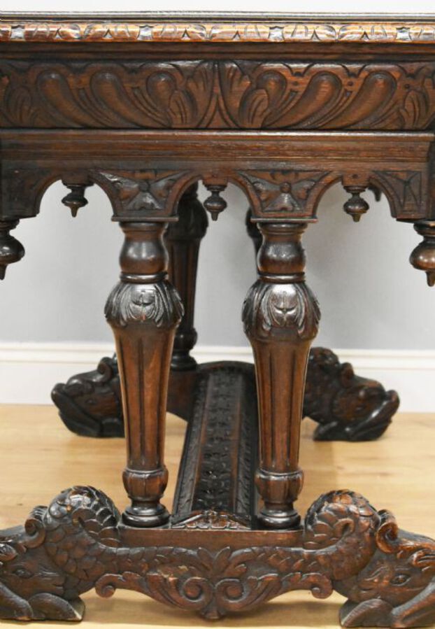 Antique 19th Century Victorian Carved Oak Centre Table