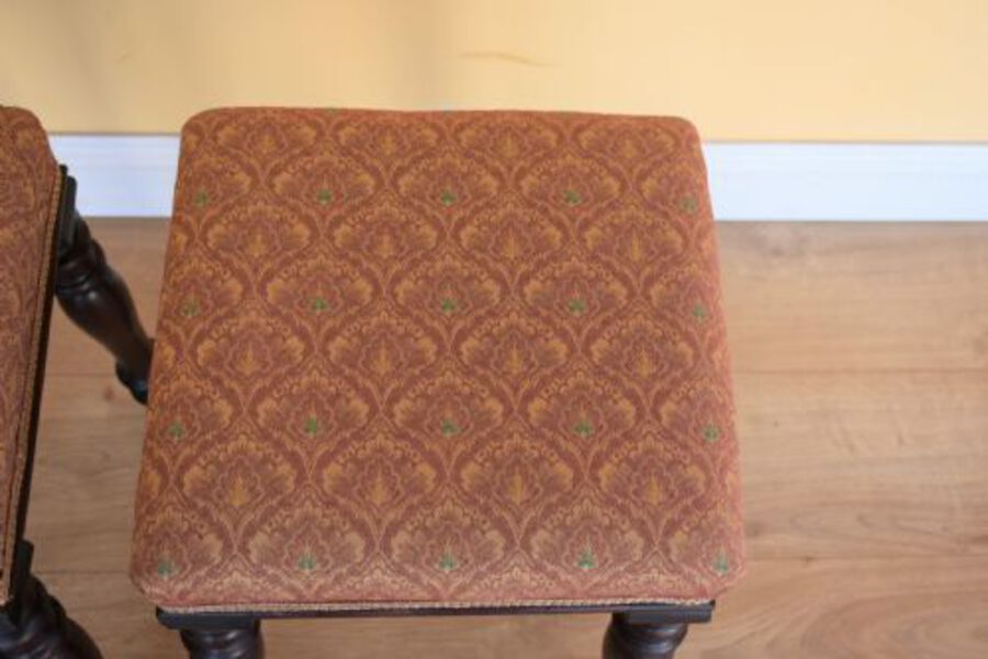 Antique Pair Victorian Mahogany Stools