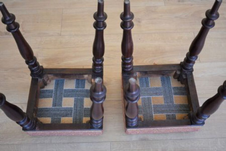 Antique Pair Victorian Mahogany Stools