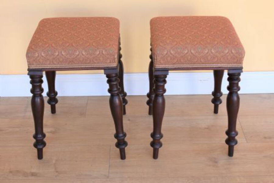 Antique Pair Victorian Mahogany Stools
