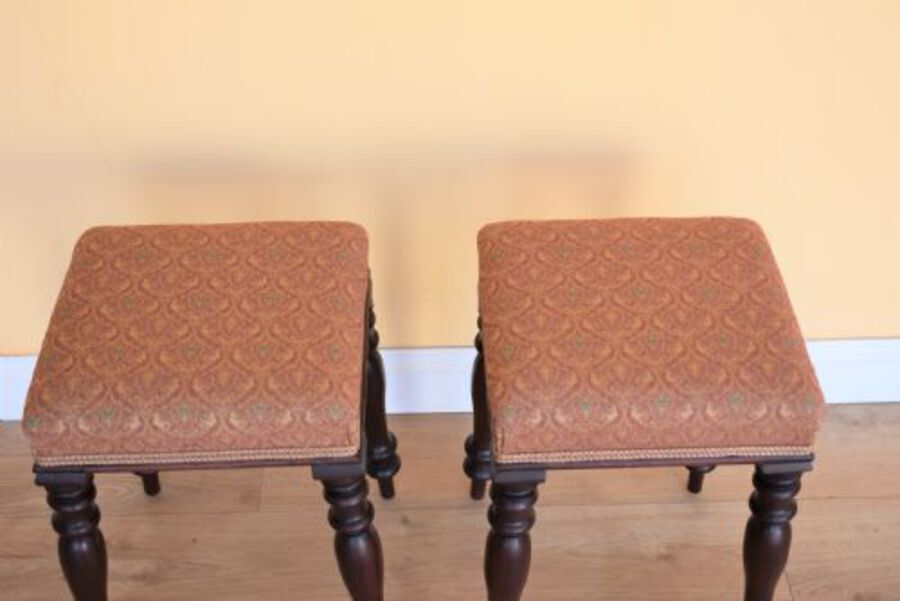 Antique Pair Victorian Mahogany Stools