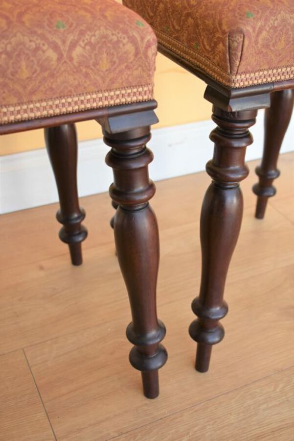 Antique Pair Victorian Mahogany Stools