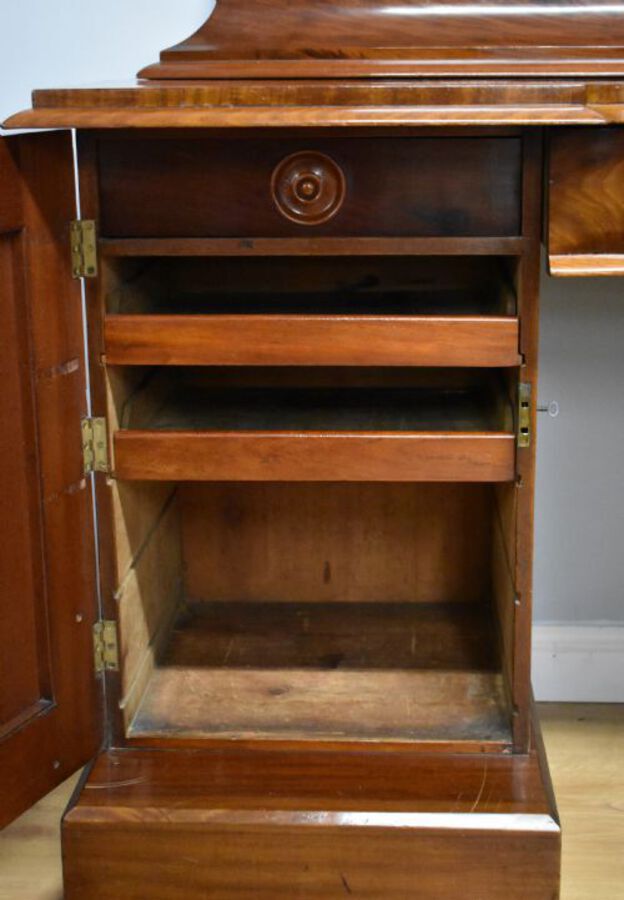 Antique 19th Century Victorian Figured Mahogany Pedestal Sideboard