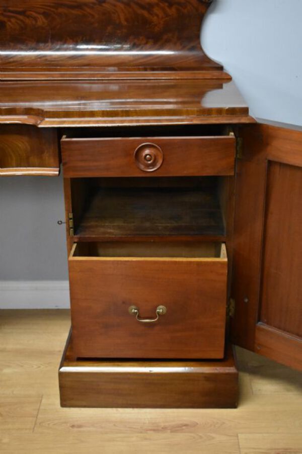 Antique 19th Century Victorian Figured Mahogany Pedestal Sideboard