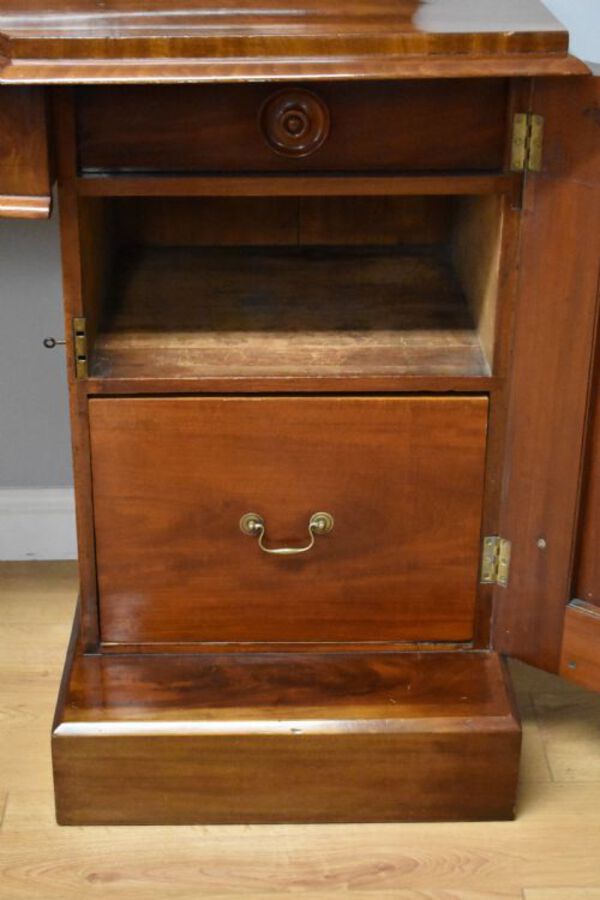 Antique 19th Century Victorian Figured Mahogany Pedestal Sideboard
