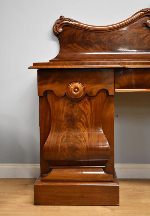 Antique 19th Century Victorian Figured Mahogany Pedestal Sideboard