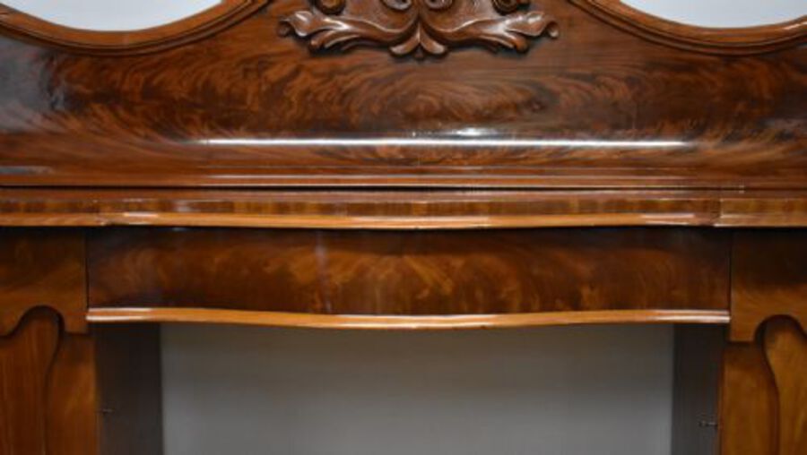Antique 19th Century Victorian Figured Mahogany Pedestal Sideboard