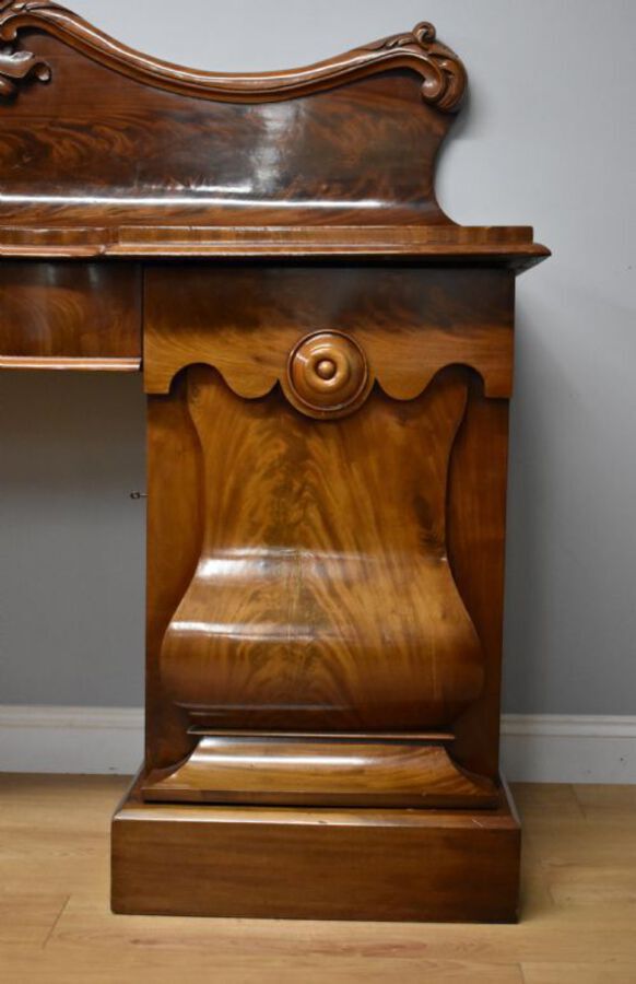 Antique 19th Century Victorian Figured Mahogany Pedestal Sideboard