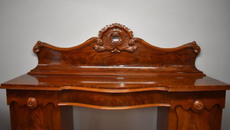 Antique 19th Century Victorian Figured Mahogany Pedestal Sideboard