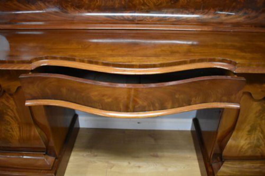 Antique 19th Century Victorian Figured Mahogany Pedestal Sideboard