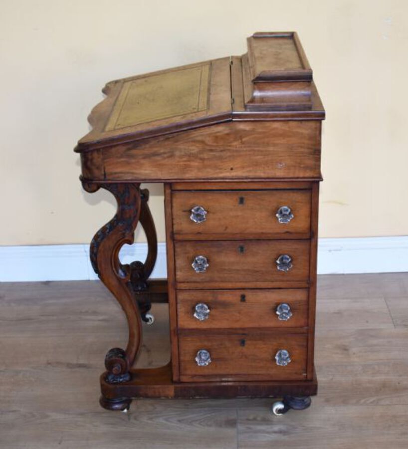 Antique 19th Century Victorian Burr Walnut Davenport