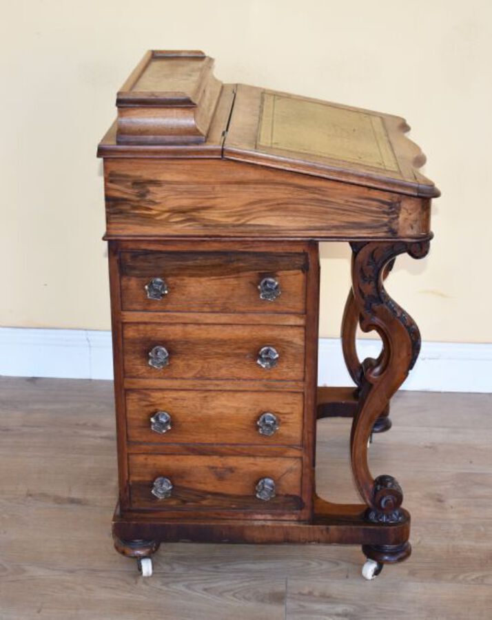Antique 19th Century Victorian Burr Walnut Davenport