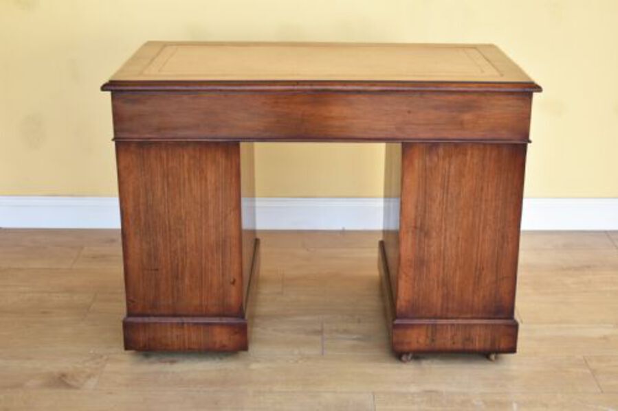 Antique 19th Century Victorian Burr Walnut Pedestal Desk 
