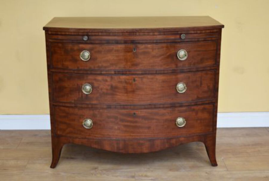Antique 19th Century Regency Mahogany Bow Front Chest