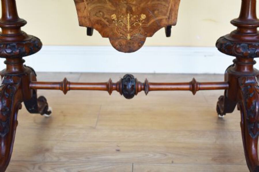 Antique 19th Century Victorian Burr Walnut Work Table / Writing Table