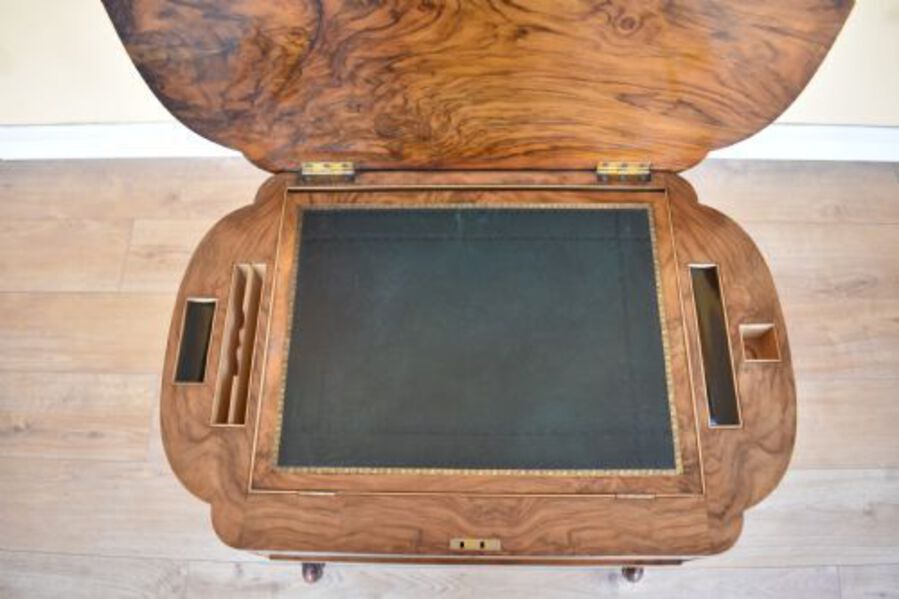 Antique 19th Century Victorian Burr Walnut Work Table / Writing Table