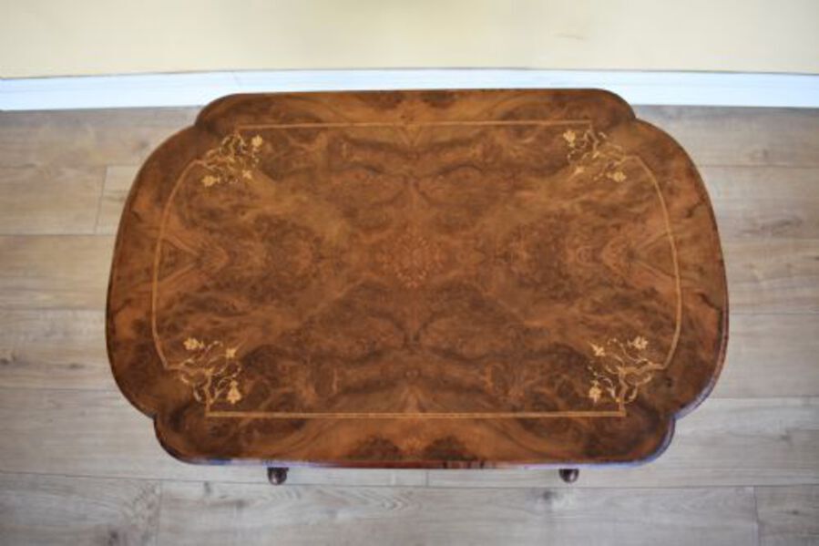 Antique 19th Century Victorian Burr Walnut Work Table / Writing Table