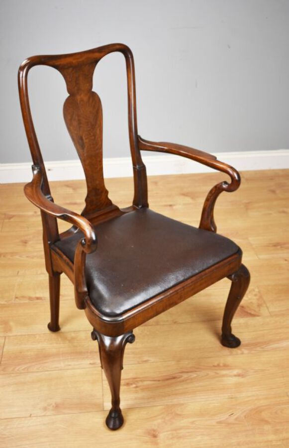 20th Century Red Walnut Desk Chair 