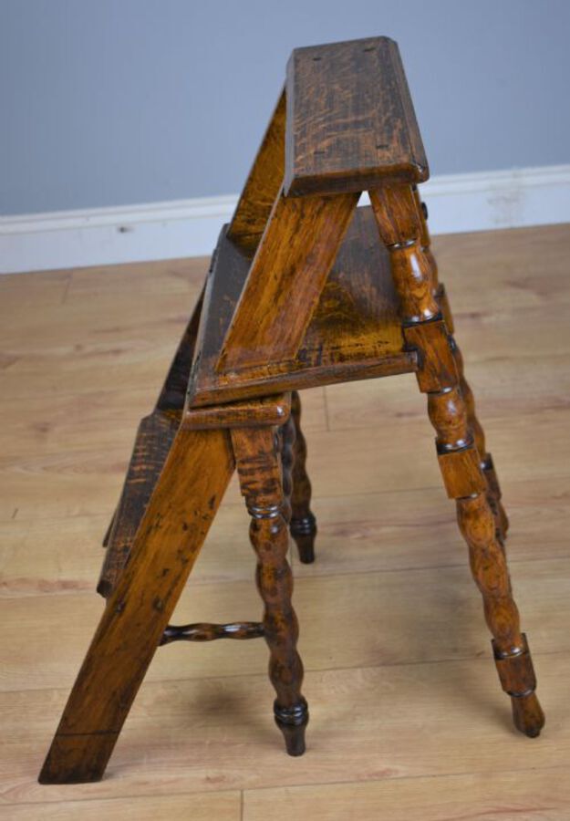 Antique 19th Century Oak Metamorphic Library Steps