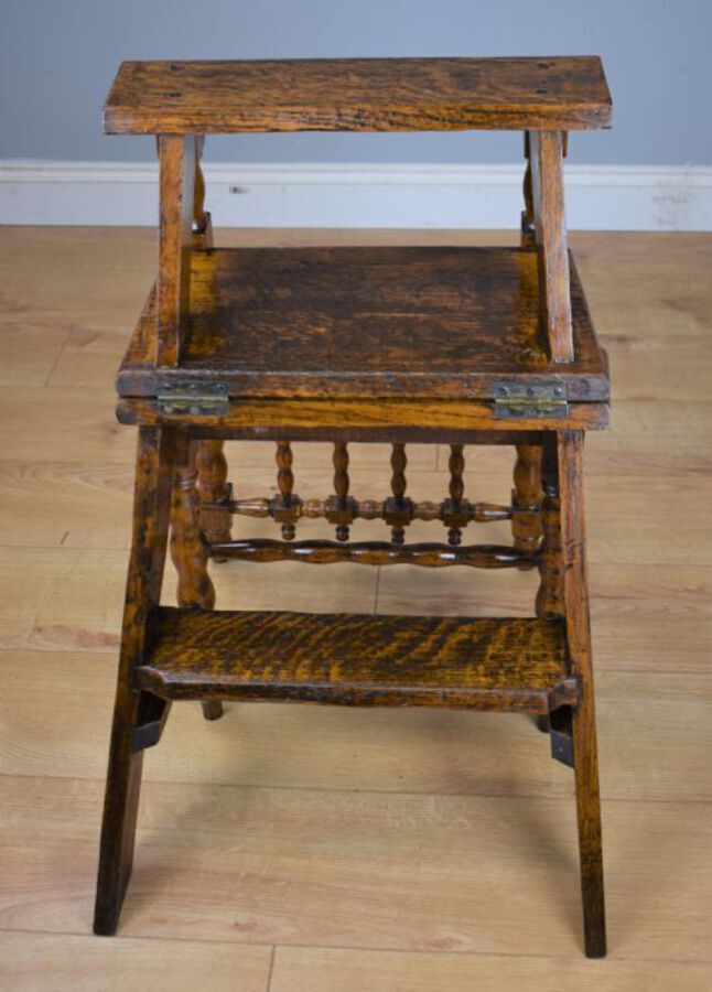 Antique 19th Century Oak Metamorphic Library Steps