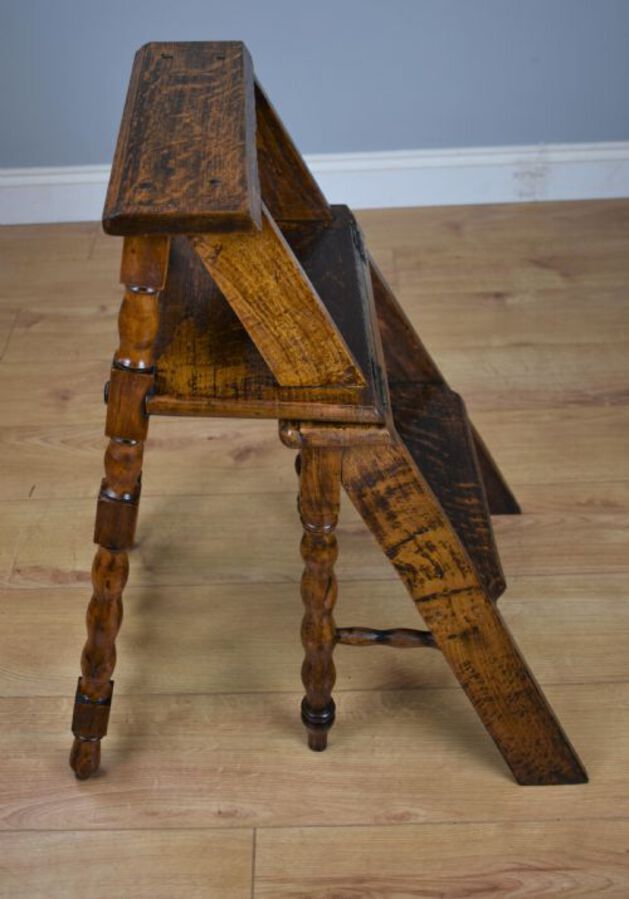 Antique 19th Century Oak Metamorphic Library Steps