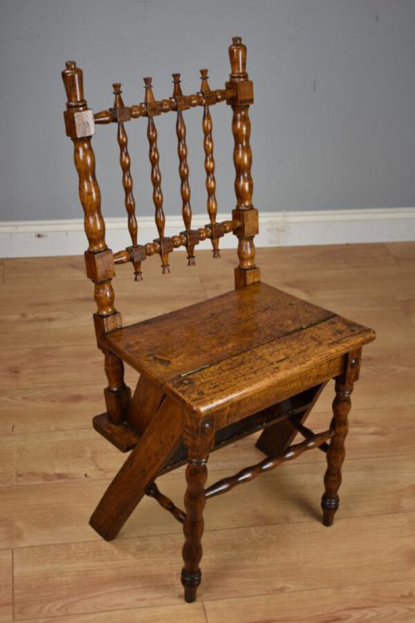 Antique 19th Century Oak Metamorphic Library Steps