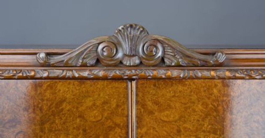 Antique 20th Century Queen Anne Style Burr Walnut Cocktail Cabinet