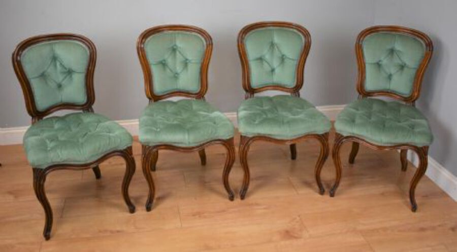 Antique Set Four French beech dining chairs