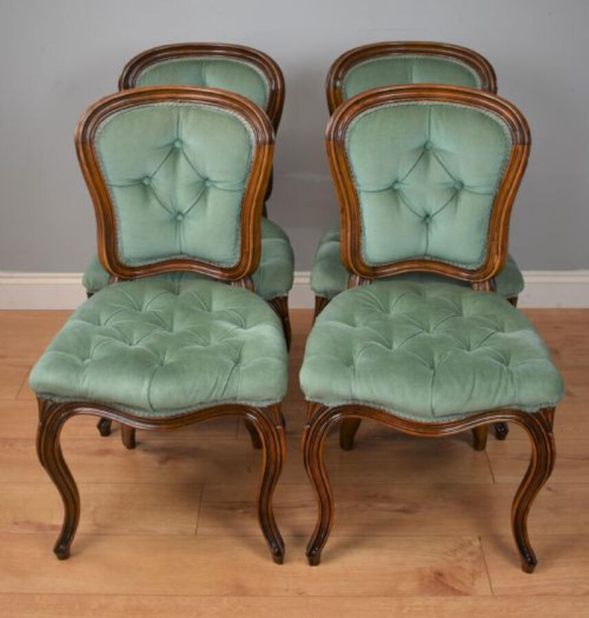 Antique Set Four French beech dining chairs