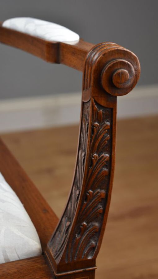 Antique Pair Victorian Inlaid Mahogany Chairs
