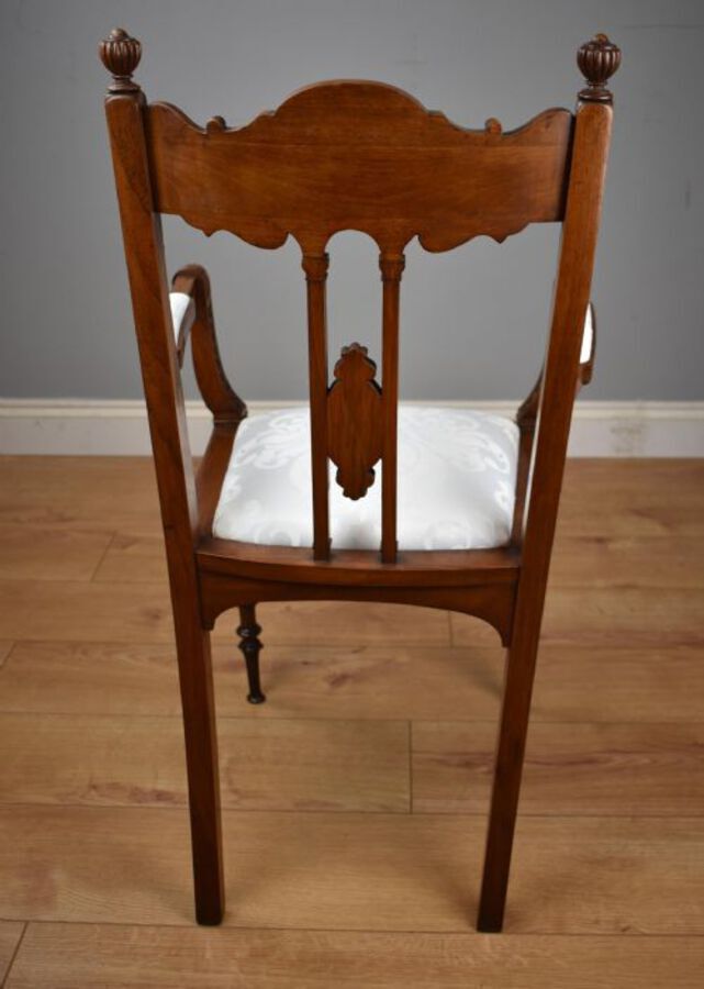 Antique Pair Victorian Inlaid Mahogany Chairs