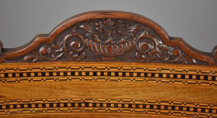 Antique Pair Victorian Inlaid Mahogany Chairs