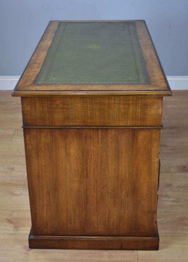 Antique 19th Century Victorian Burr Walnut Pedestal Desk 