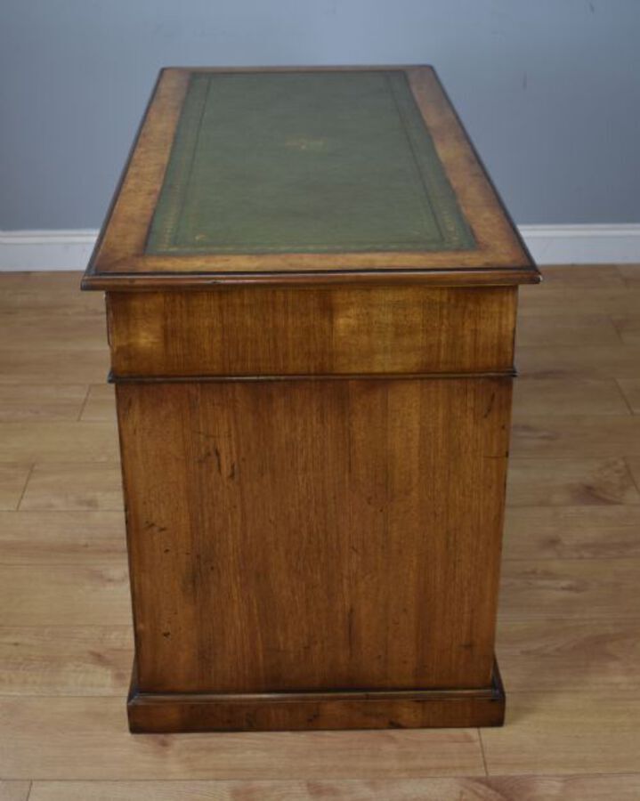 Antique 19th Century Victorian Burr Walnut Pedestal Desk 