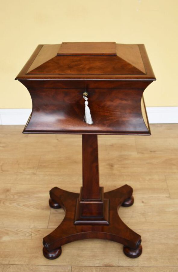 Antique 19th Century William IV Mahogany Tea Poy