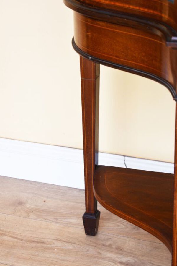Antique 20th Century Edwardian Mahogany Inlaid Serpentine Display Cabinet