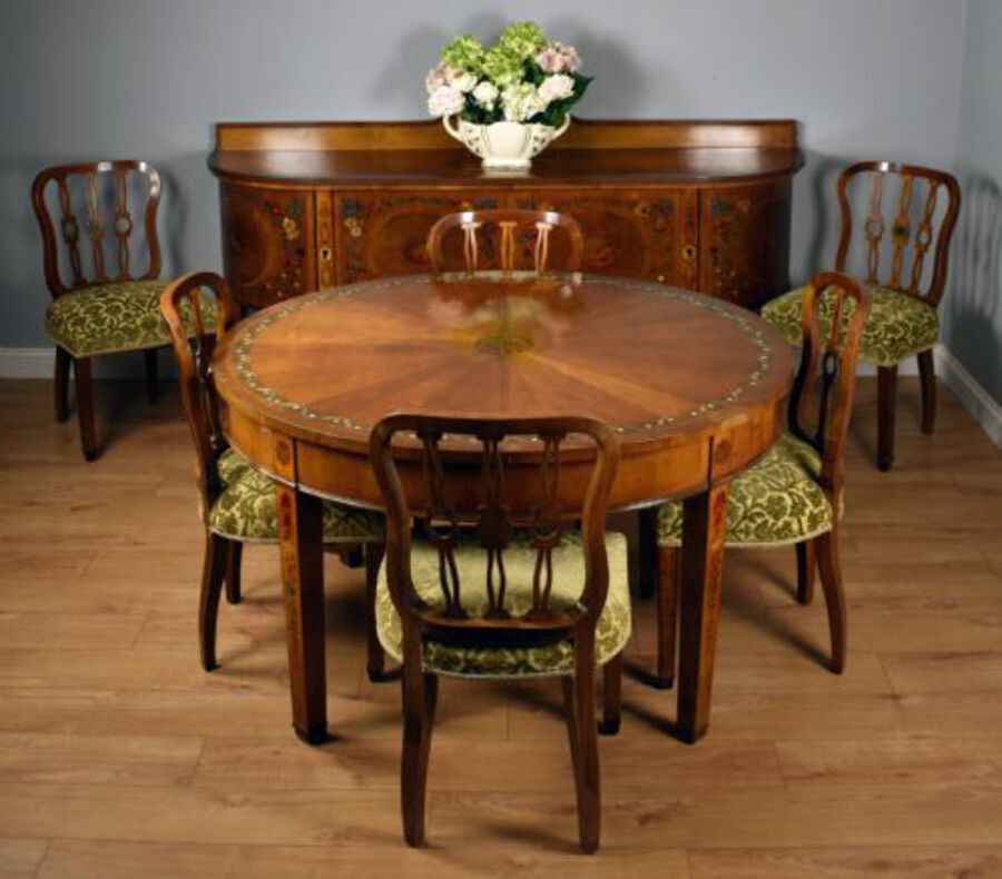 20th Century Sheraton Style Satinwood &amp; Painted Dining Suite