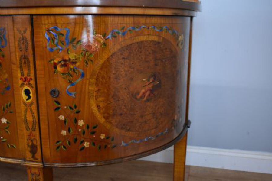Antique 20th Century Sheraton Style Satinwood & Painted Dining Suite