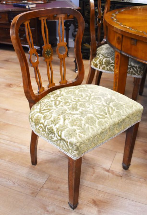 Antique 20th Century Sheraton Style Satinwood & Painted Dining Suite