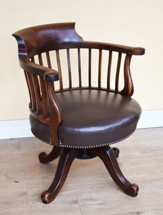 19th Century Victorian Mahogany Swivel Desk Chair 