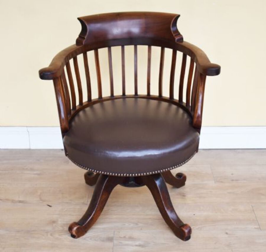 Antique 19th Century Victorian Mahogany Swivel Desk Chair 