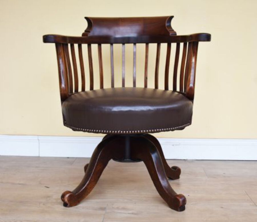 Antique 19th Century Victorian Mahogany Swivel Desk Chair 