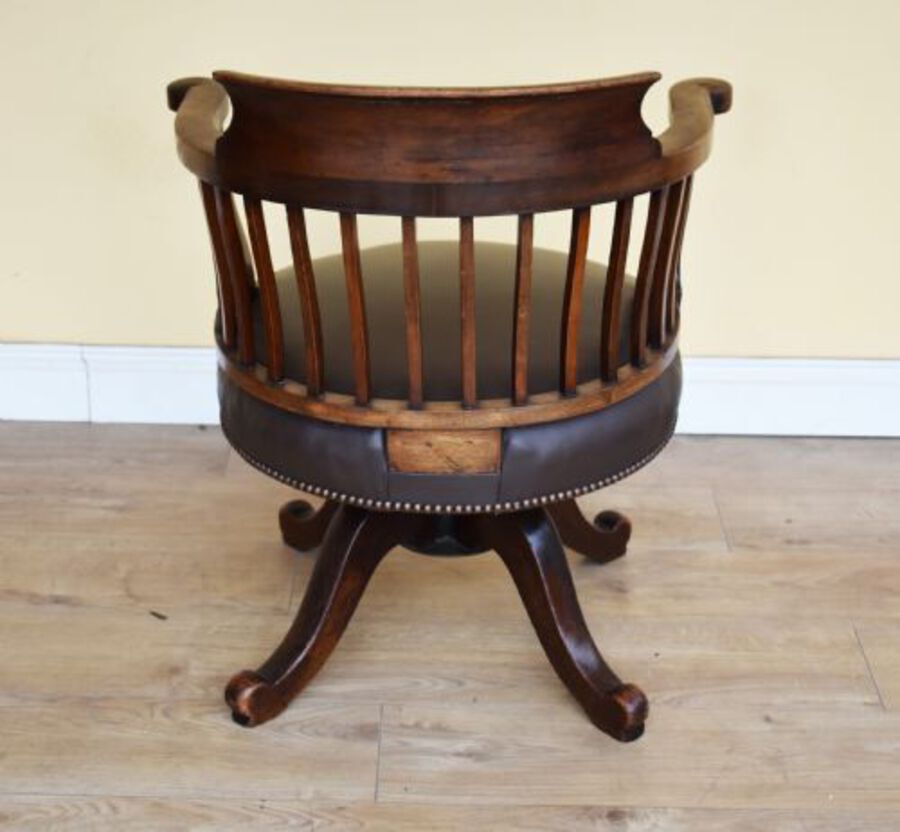 Antique 19th Century Victorian Mahogany Swivel Desk Chair 