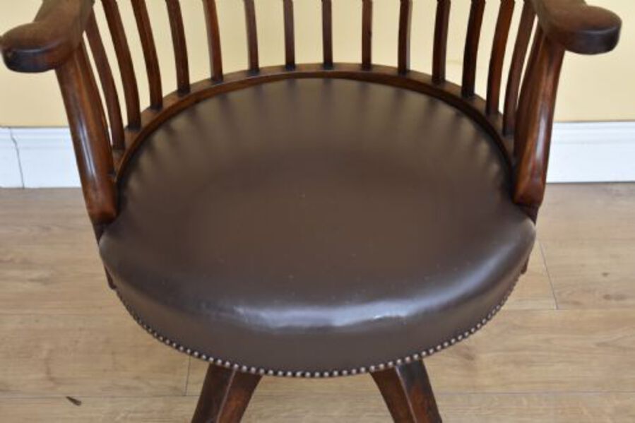Antique 19th Century Victorian Mahogany Swivel Desk Chair 