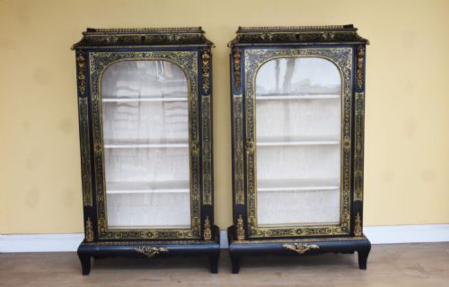 Pair of 19th Century Ebonised Boulle Cabinets
