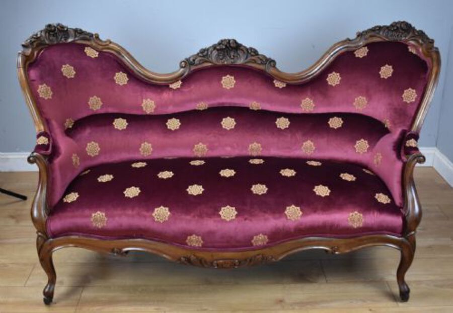 Antique 19th Century Victorian Walnut Framed Settee