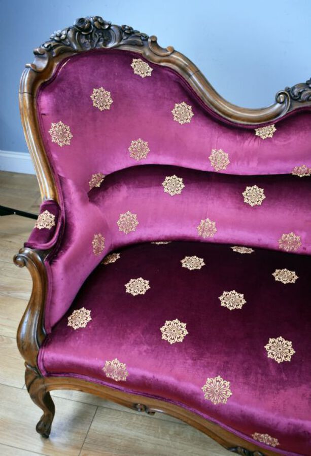 Antique 19th Century Victorian Walnut Framed Settee
